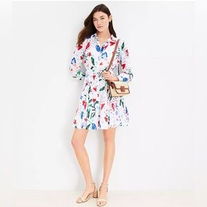 NWT LOFT Tropical Rhythm Godet Shirtdress Size 2